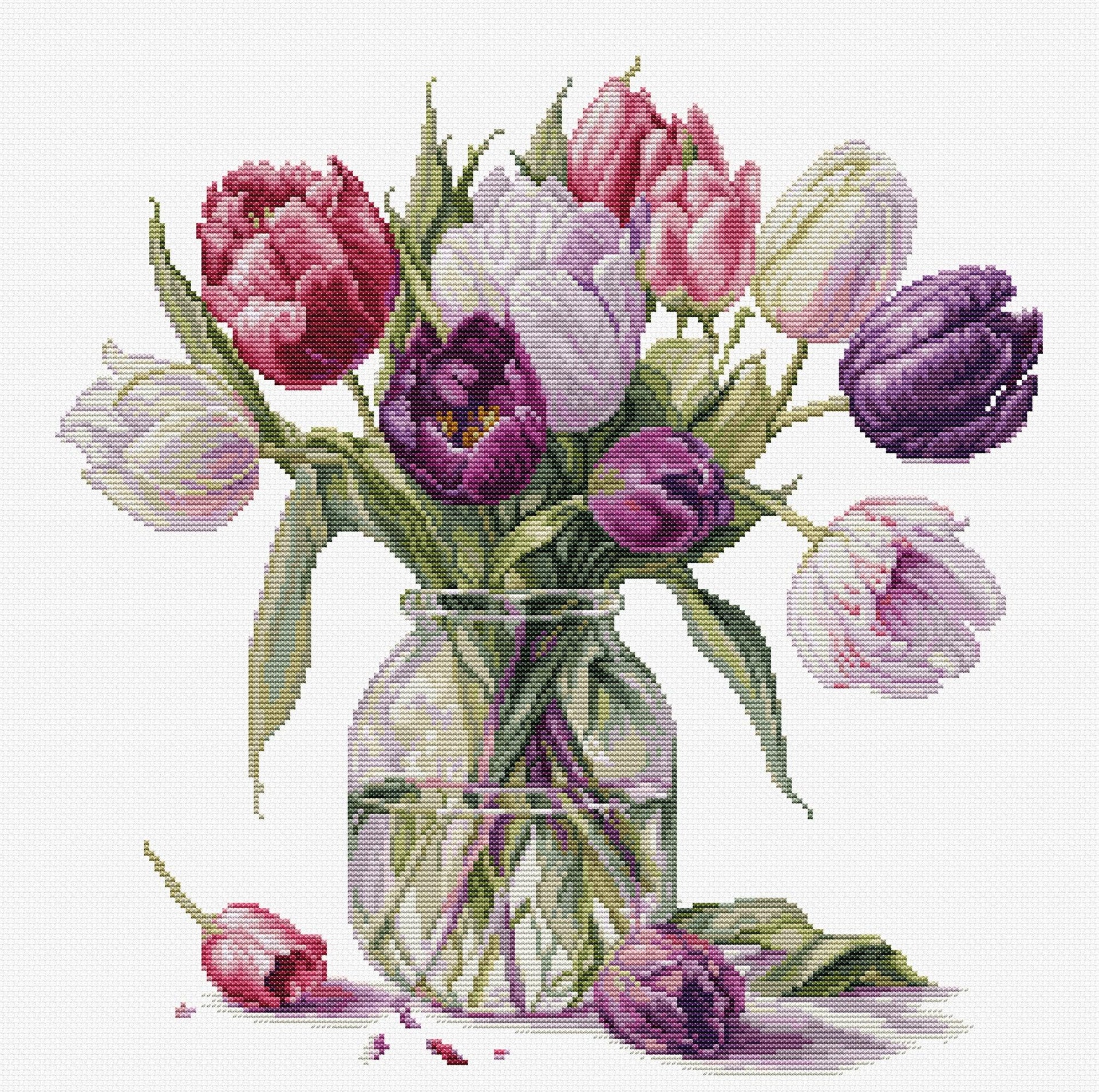 Luca-S Cross Stitch Kit – Bouquet of Tulips B7029, Counted 16ct