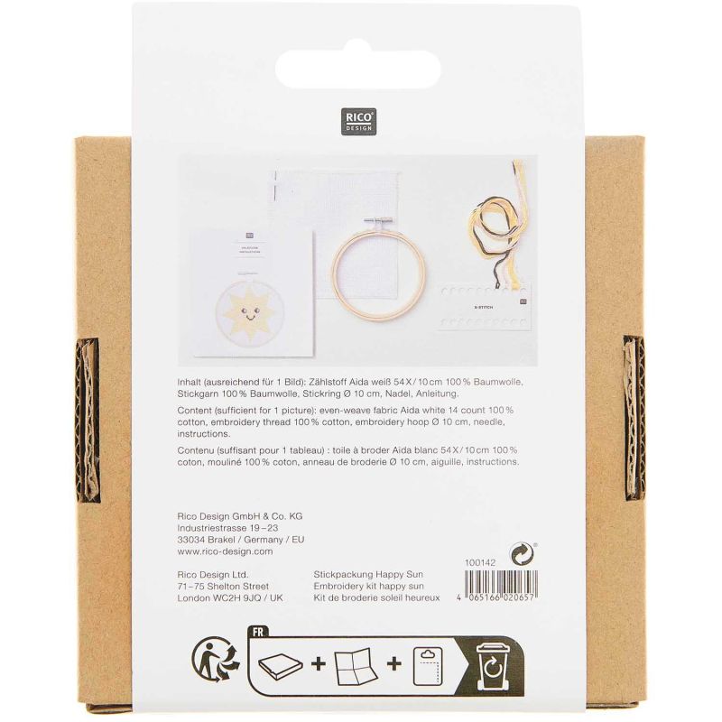 Rico Design Cross Stitch Embroidery Kit - Happy Sun
