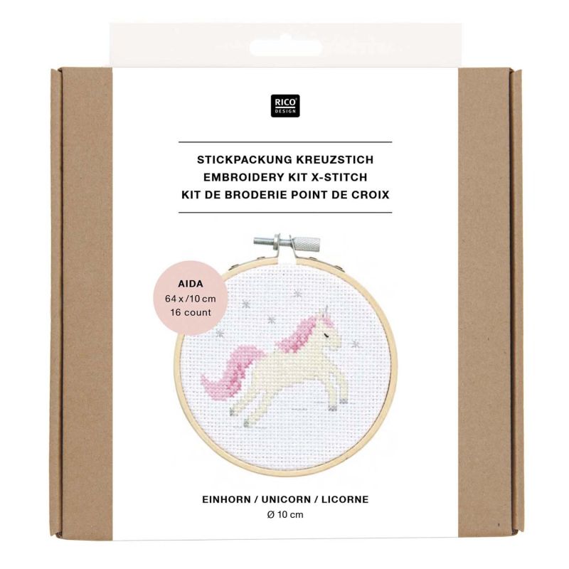 Rico Design Cross Stitch Embroidery Kit - Unicorn