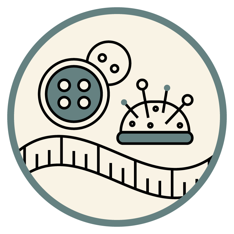 Simple Icon of Sewing Accessories and Buttons