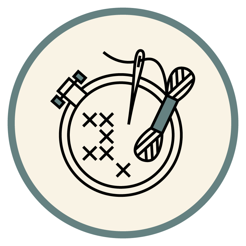 Simple Icon of embroidery set