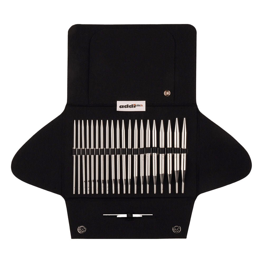 Addi Click Basic Interchangeable Knitting Needle Set – 10 Needle Sizes with Cords & Case - 3.50 - 10.00mm | Knitting yarn shop / dzijas veikals