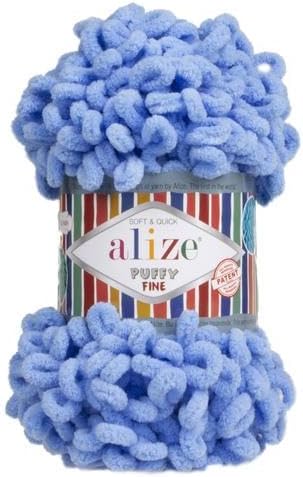 Alize Puffy Fine Loop Yarn 112 blue | Knitting yarn shop / dzijas veikals