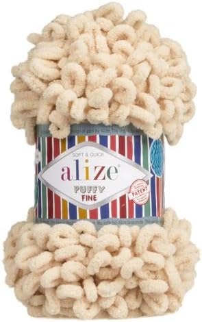 Alize Puffy Fine Loop Yarn 310 honey foam | Knitting yarn shop / dzijas veikals
