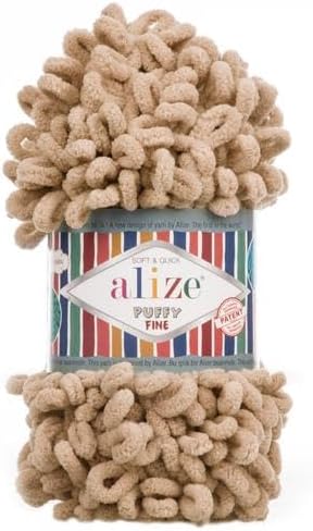 Alize Puffy Fine Loop Yarn 415 desert sand | Knitting yarn shop / dzijas veikals
