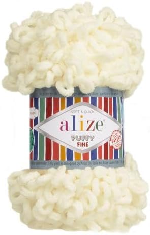 Alize Puffy Fine Loop Yarn 62 cream | Knitting yarn shop / dzijas veikals
