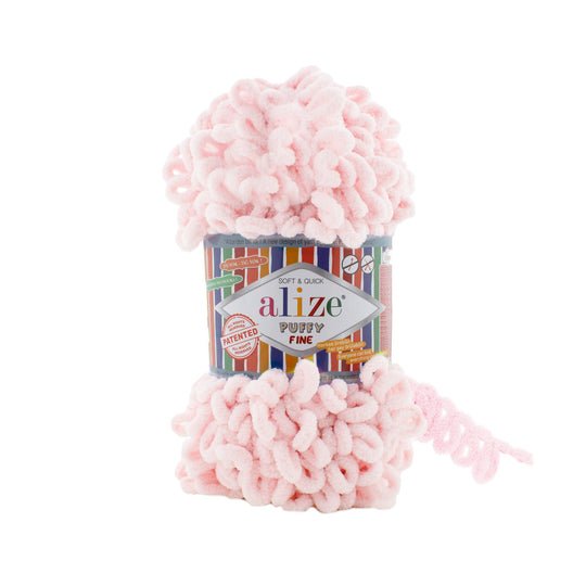 Alize Puffy Fine Loop Yarn 639 baby pink | Knitting yarn shop / dzijas veikals