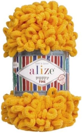 Alize Puffy Fine Loop Yarn 82 mustard | Knitting yarn shop / dzijas veikals