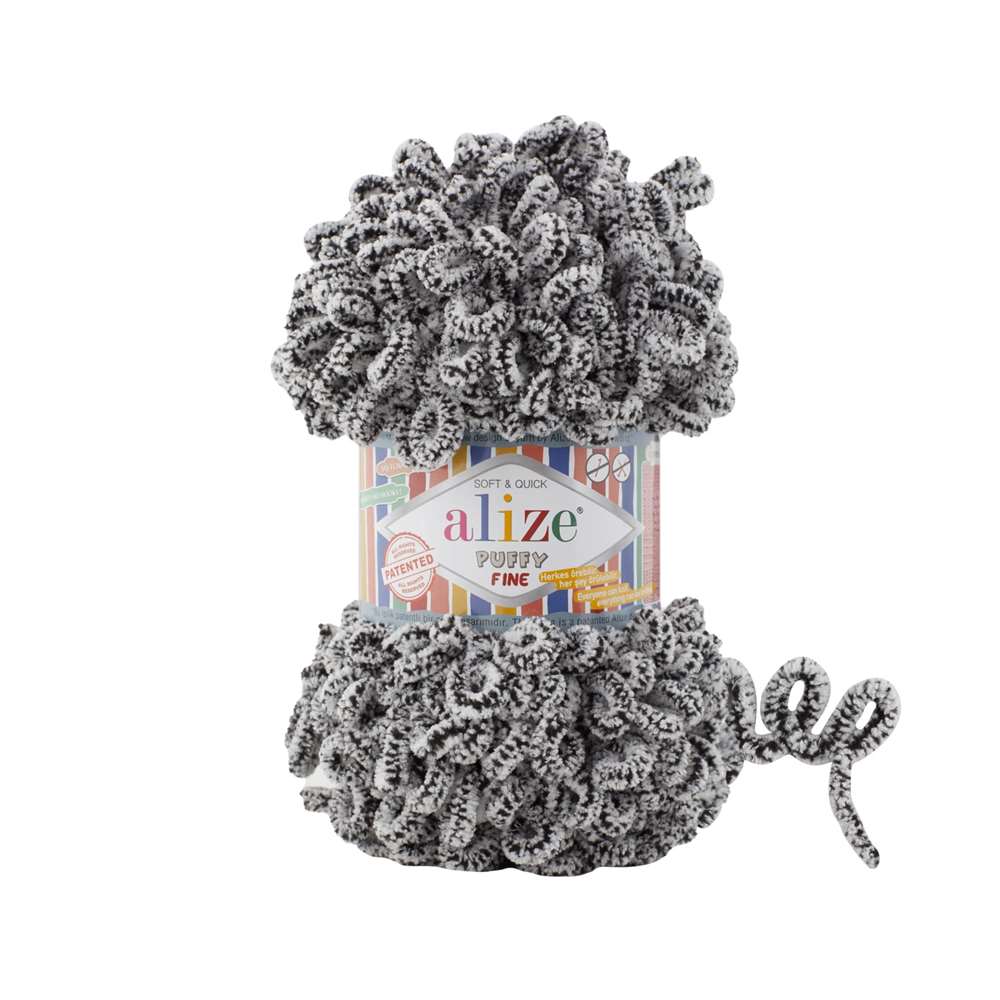 Alize Puffy Fine Loop Yarn 833 panda | Knitting yarn shop / dzijas veikals