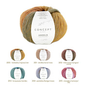 ANGELO SOFT Gradient Yarn - Soft, Lightweight, Virgin Wool Blend 200 - tostados/rojizos/ver | Knitting yarn shop / dzijas veikals