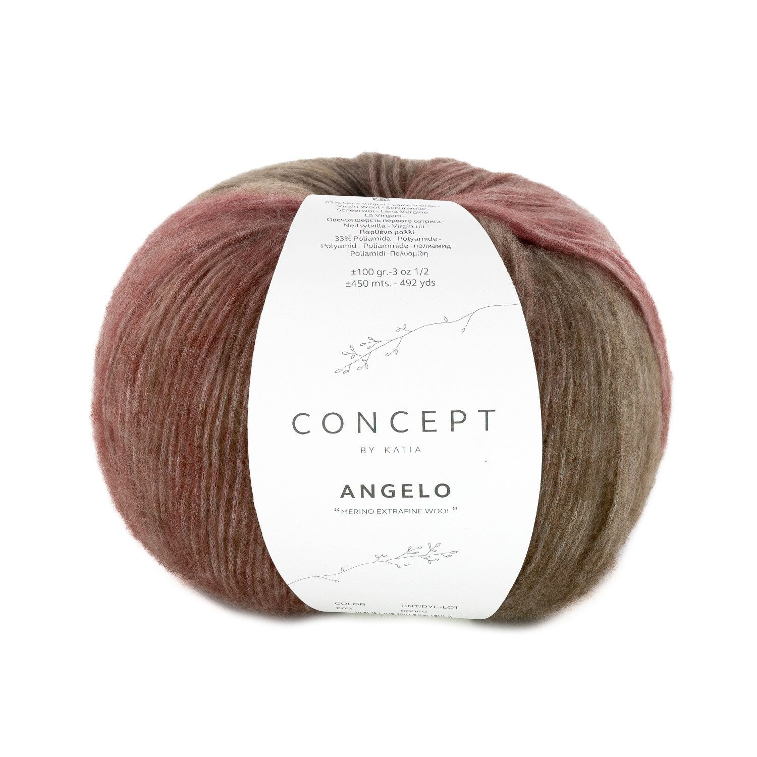 ANGELO SOFT Gradient Yarn - Soft, Lightweight, Virgin Wool Blend 202 - marrones/sangre/came | Knitting yarn shop / dzijas veikals