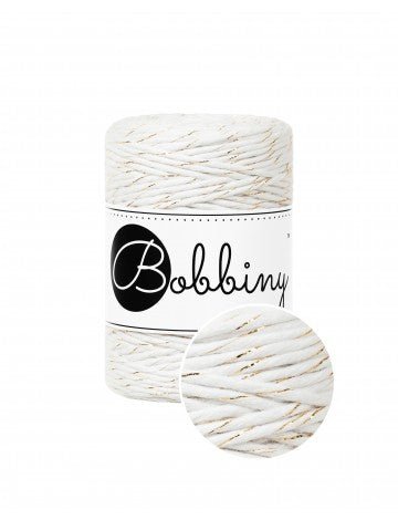 Bobbiny MACRAME CORDS 1,5MM Golden Off White | Knitting yarn shop / dzijas veikals
