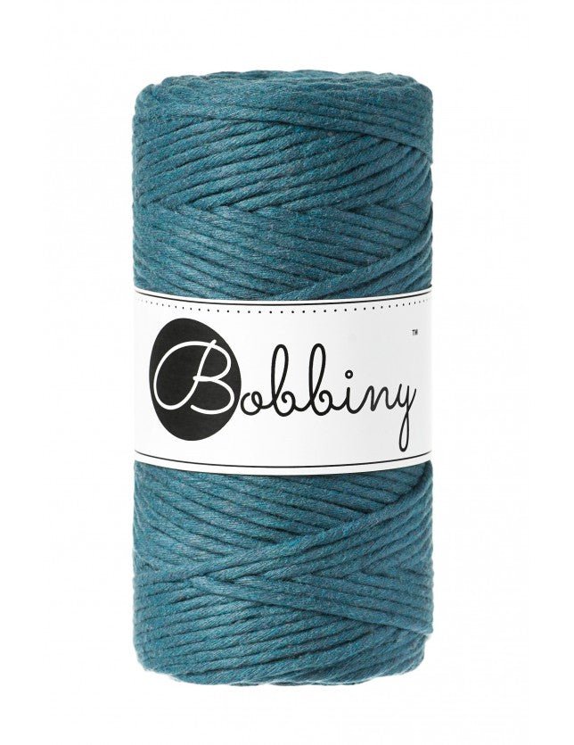 Bobbiny MACRAME CORDS 3MM Peacock blue | Knitting yarn shop / dzijas veikals