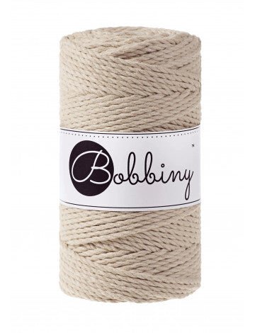 Bobbiny MACRAME ROPES 3PLY 3MM Beige | Knitting yarn shop / dzijas veikals