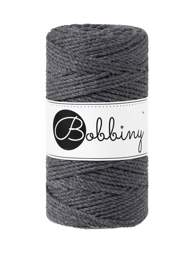 Bobbiny MACRAME ROPES 3PLY 3MM Charcoal | Knitting yarn shop / dzijas veikals