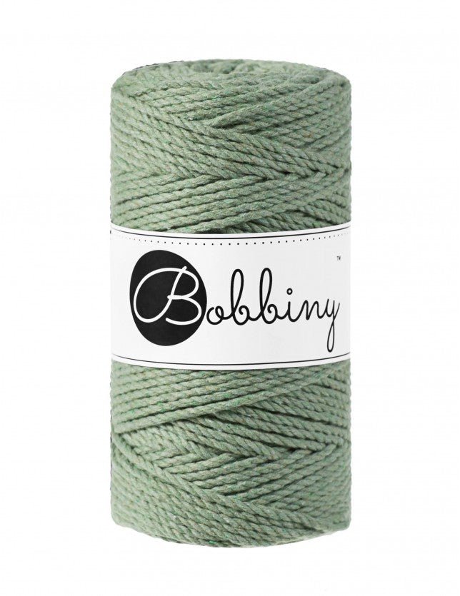 Bobbiny MACRAME ROPES 3PLY 3MM Eucalyptus Green | Knitting yarn shop / dzijas veikals