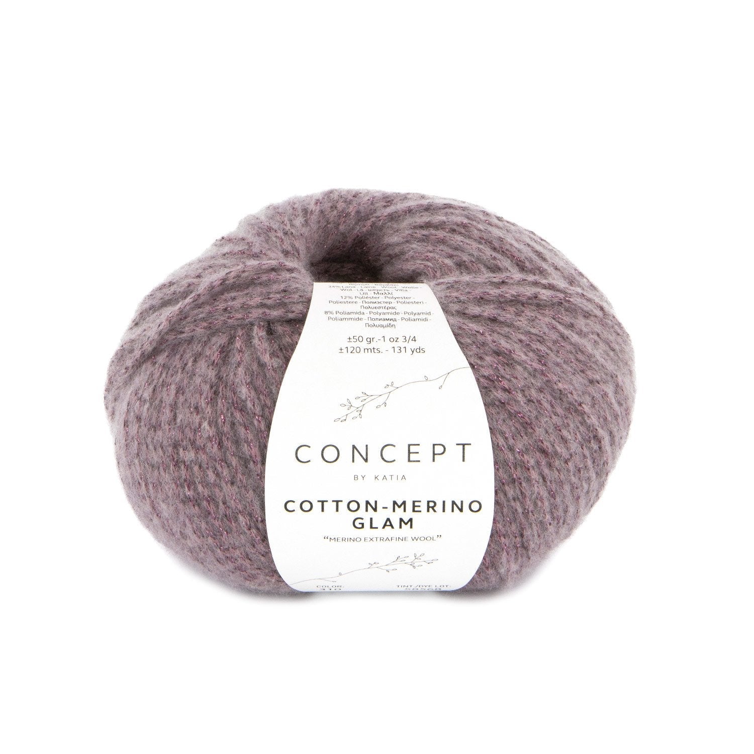 Cotton - Merino Glam Yarn – Luxurious Cotton & Merino Blend with Sparkle 310 - malva | Knitting yarn shop / dzijas veikals