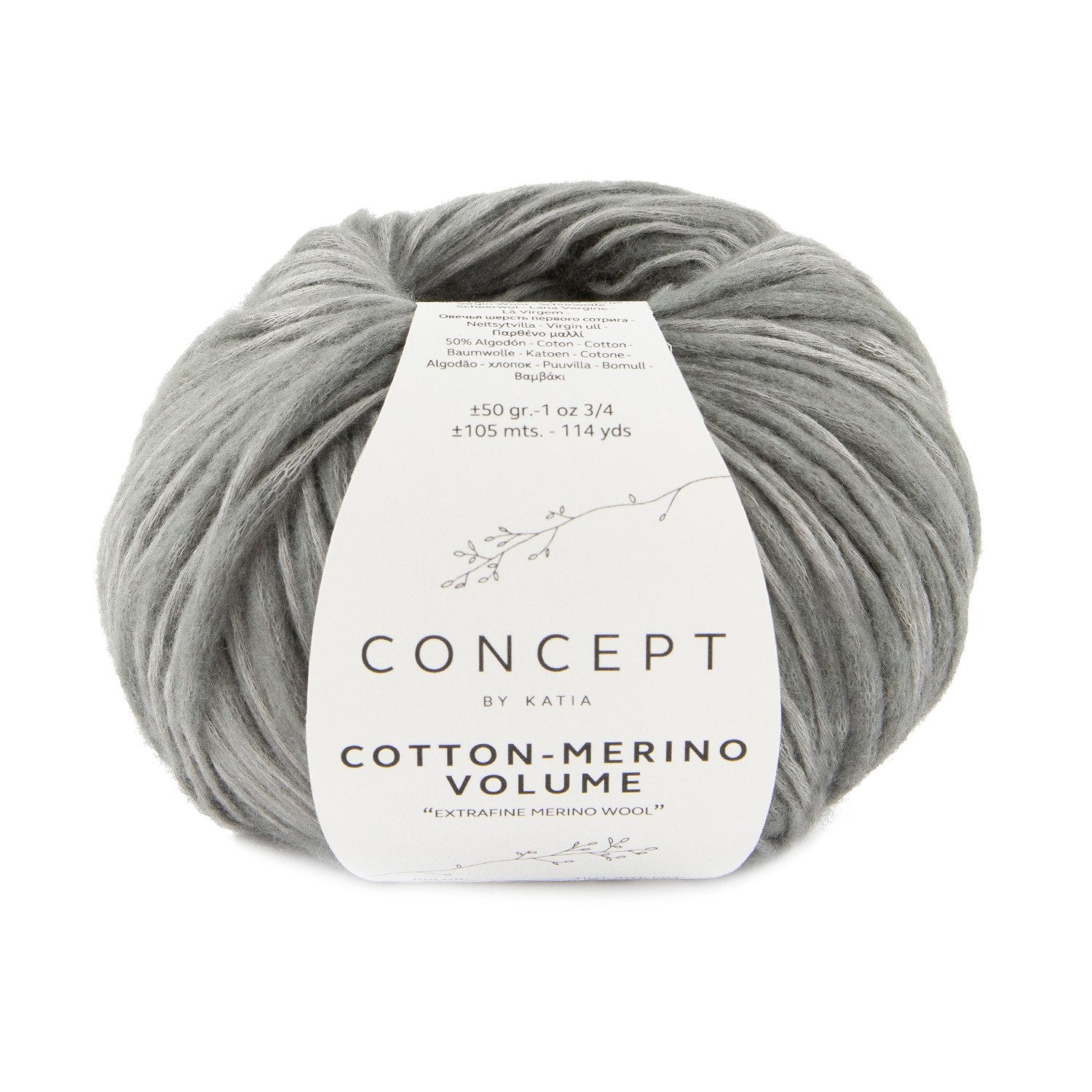 Cotton - Merino Volume Flamé Yarn – Textured Virgin Wool & Cotton Blend 211 - gris medio | Knitting yarn shop / dzijas veikals