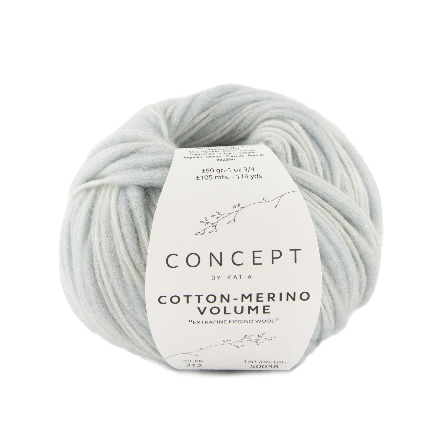 Cotton - Merino Volume Flamé Yarn – Textured Virgin Wool & Cotton Blend 212 - gris perla | Knitting yarn shop / dzijas veikals
