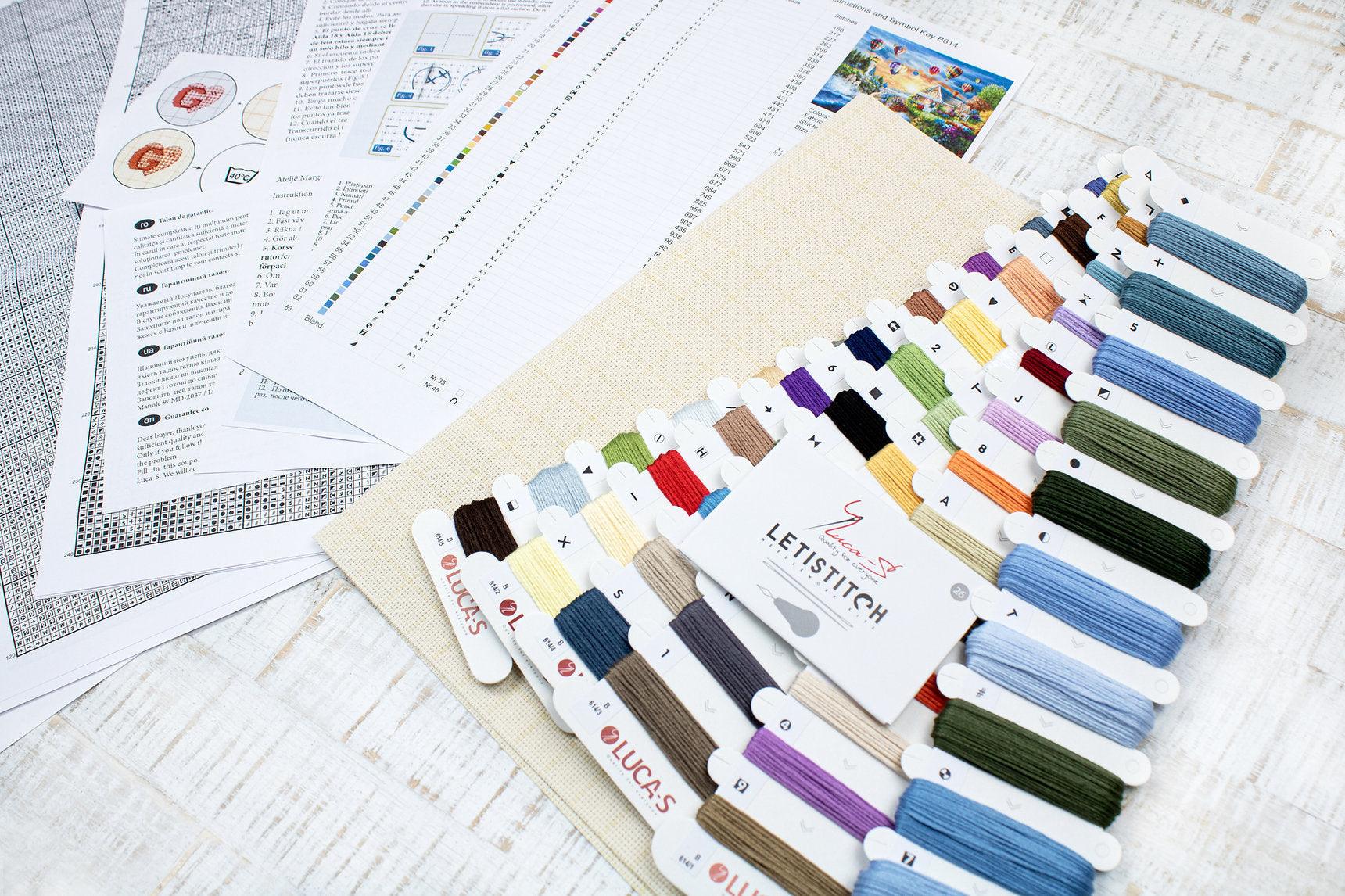 Cross Stitch Kit Luca - S Gold - Balloons over Sunset Cove, B614 | Knitting yarn shop / dzijas veikals