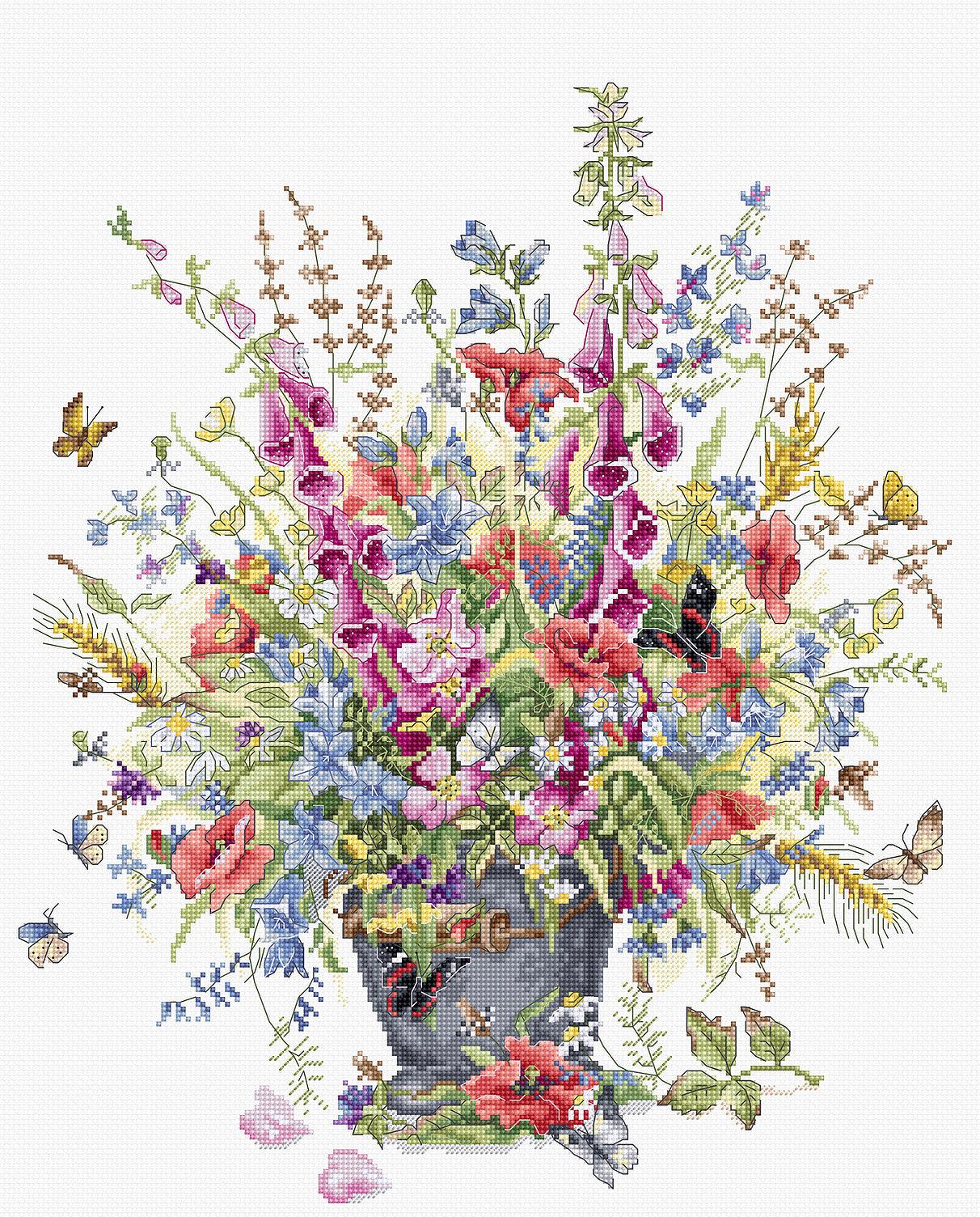 Cross Stitch Kit Luca - S Gold - Bouquet For June, B7003 | Knitting yarn shop / dzijas veikals
