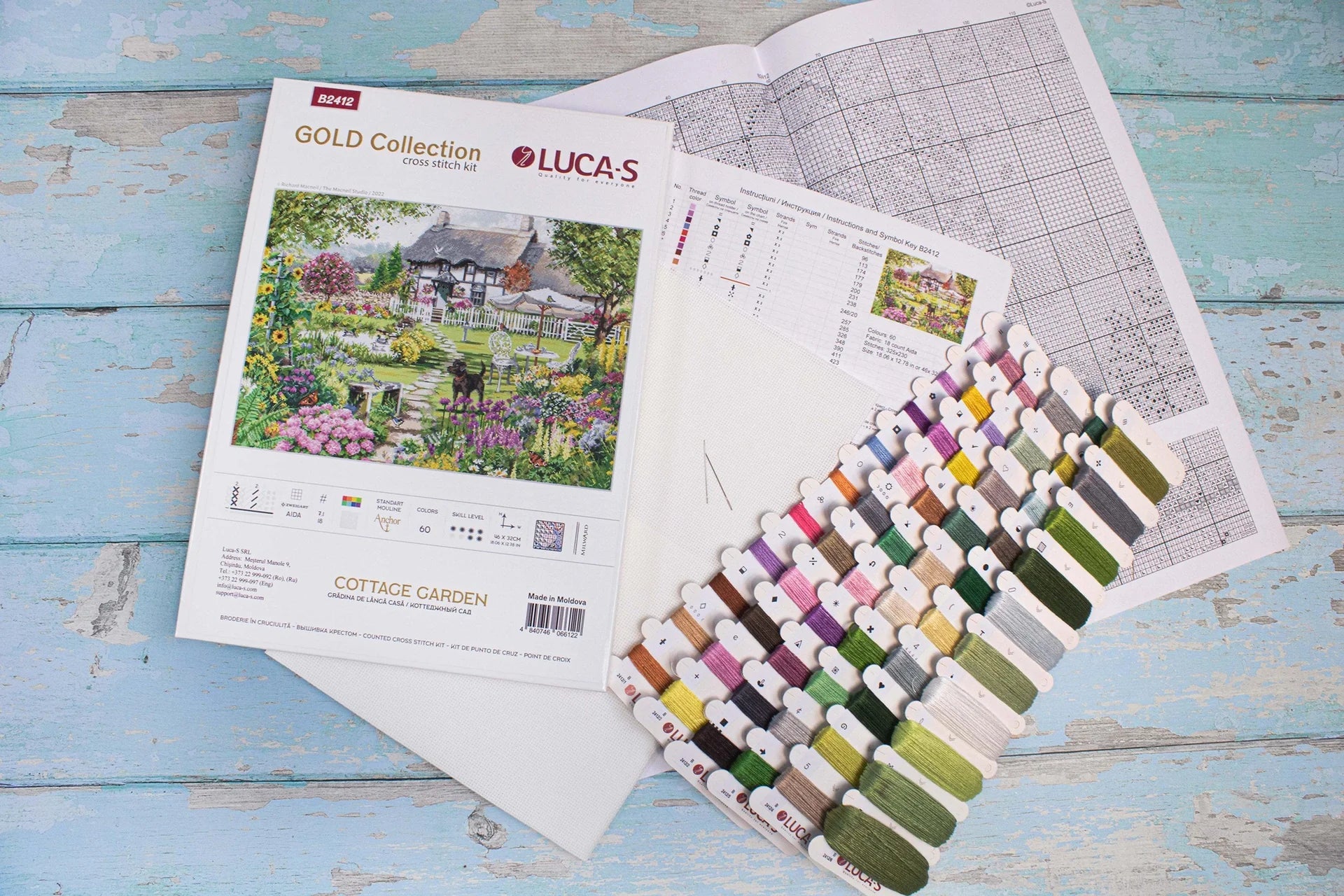 Cross Stitch Kit Luca - S GOLD - Cottage Garden, B2412 | Knitting yarn shop / dzijas veikals