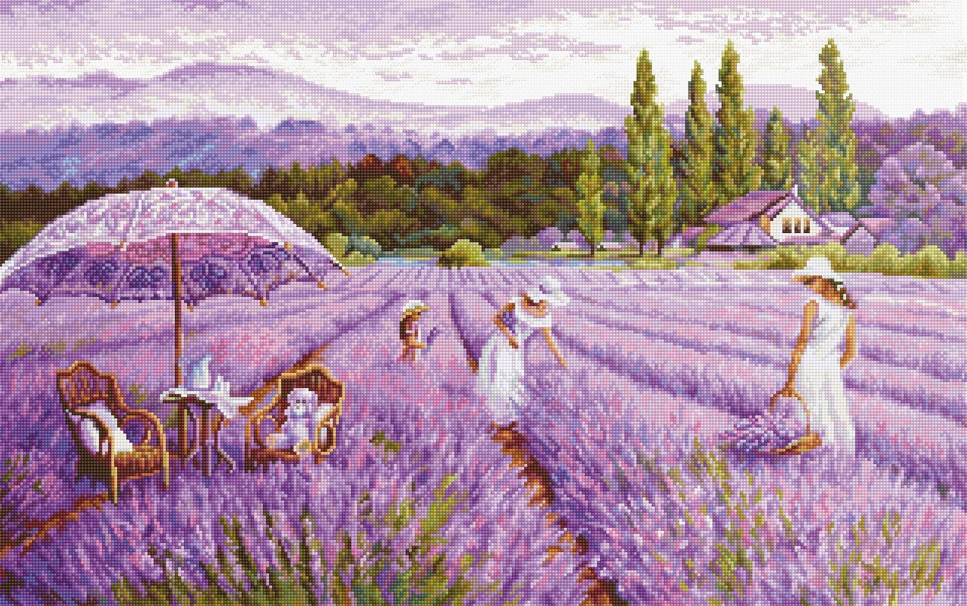 Cross Stitch Kit Luca - S GOLD - Lavender Field, BU5008 | Knitting yarn shop / dzijas veikals