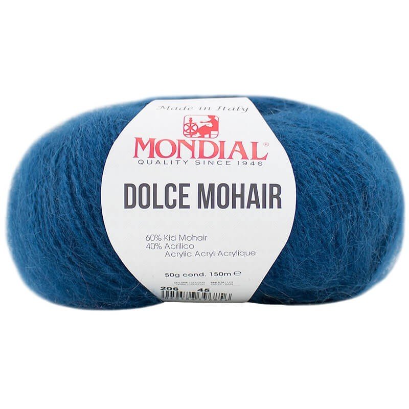 DOLCE MOHAIR MONDIAL Blu scuro 206 | Knitting yarn shop / dzijas veikals