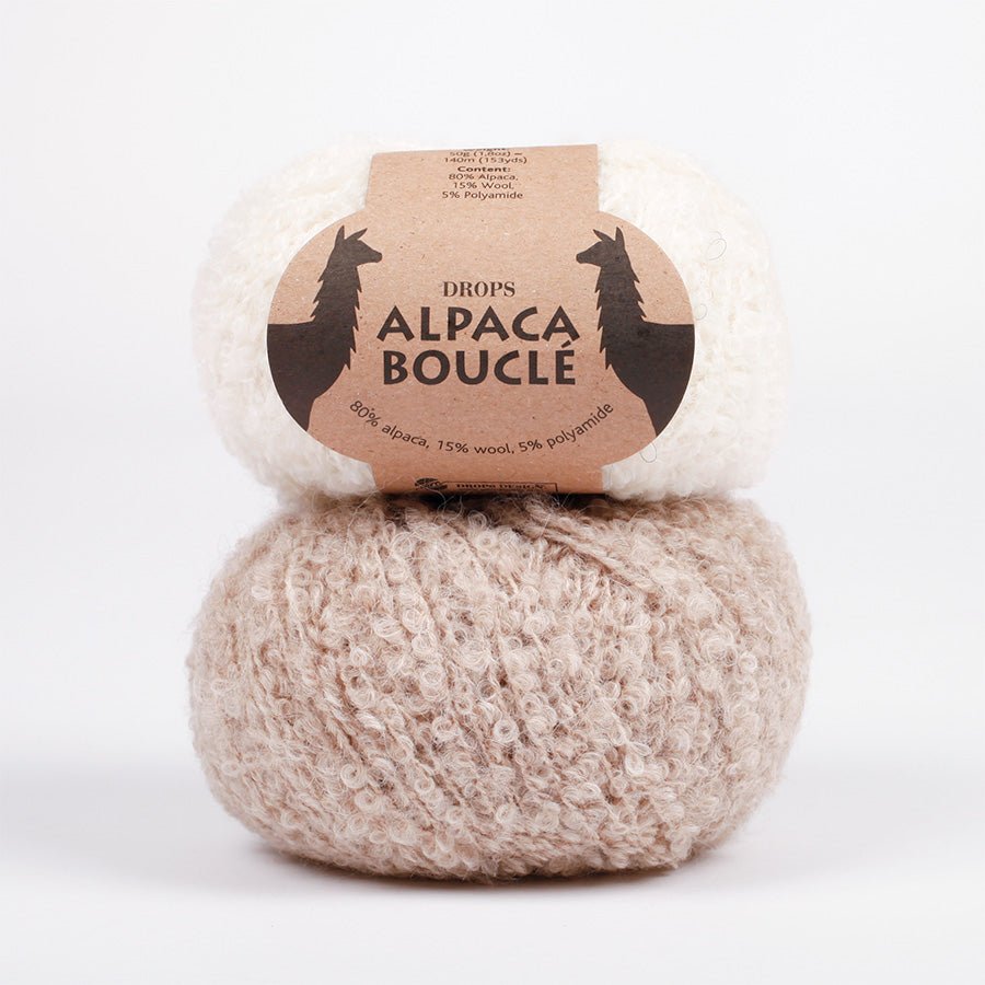 DROPS Alpaca Boucle 0100 off white | Knitting yarn shop / dzijas veikals