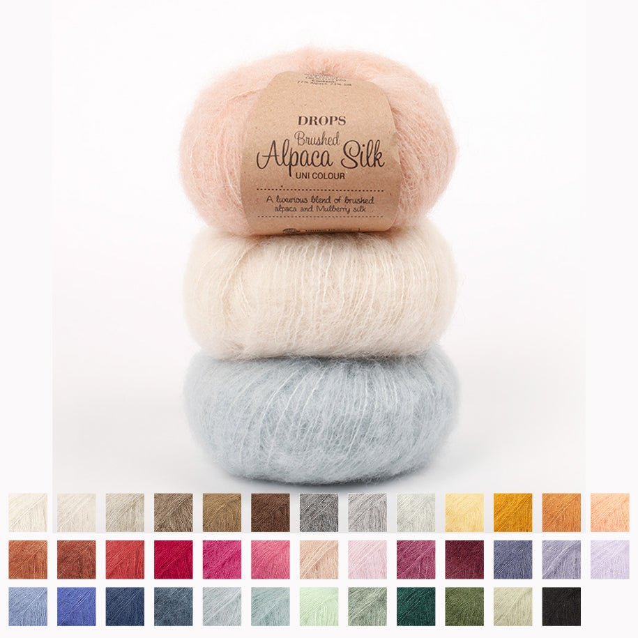 DROPS Brushed Alpaca Silk 01 off white | Knitting yarn shop / dzijas veikals
