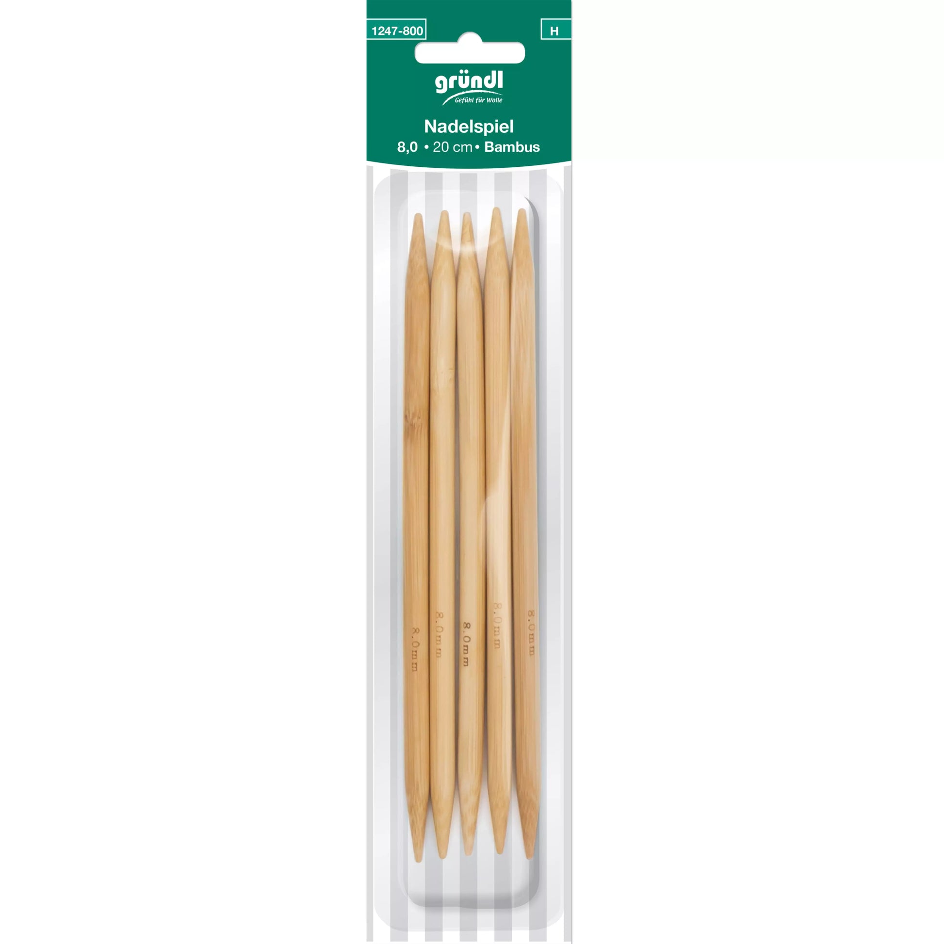 GRÜNDL Bamboo double pointed Knitting Needles – 20cm, 7mm & 8mm Sizes 8 | Knitting yarn shop / dzijas veikals