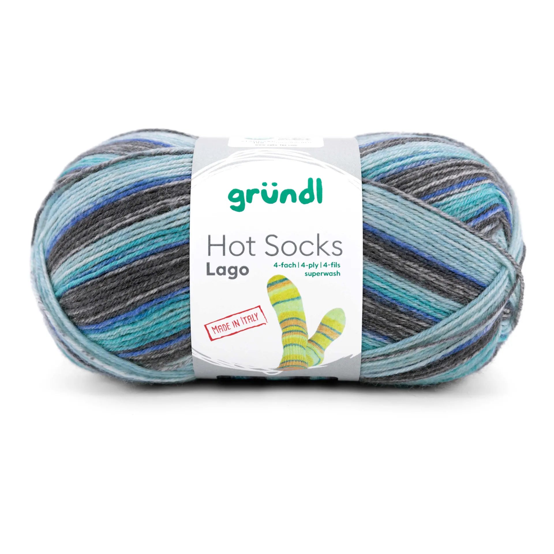 GRÜNDL Hot Socks Lago Yarn – 4 - Ply Superwash Wool, Durable & Easy - Care Hot Socks Lago, 4 - fach - 04 | Knitting yarn shop / dzijas veikals