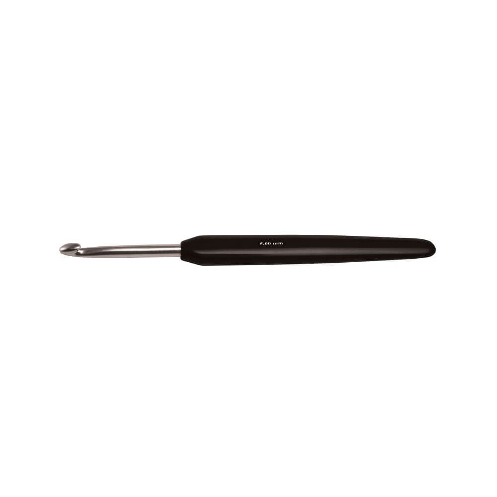 KnitPro Aluminium crochet hook softgrip black color 2 | Knitting yarn shop / dzijas veikals
