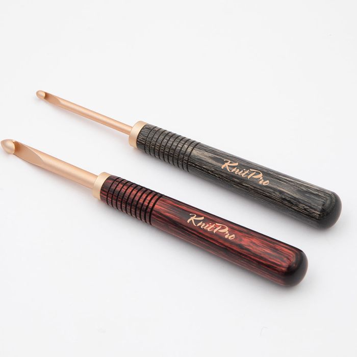 KnitPro Oasis Interchangeable Crochet Hook Wooden Handle Grey Onyx | Knitting yarn shop / dzijas veikals