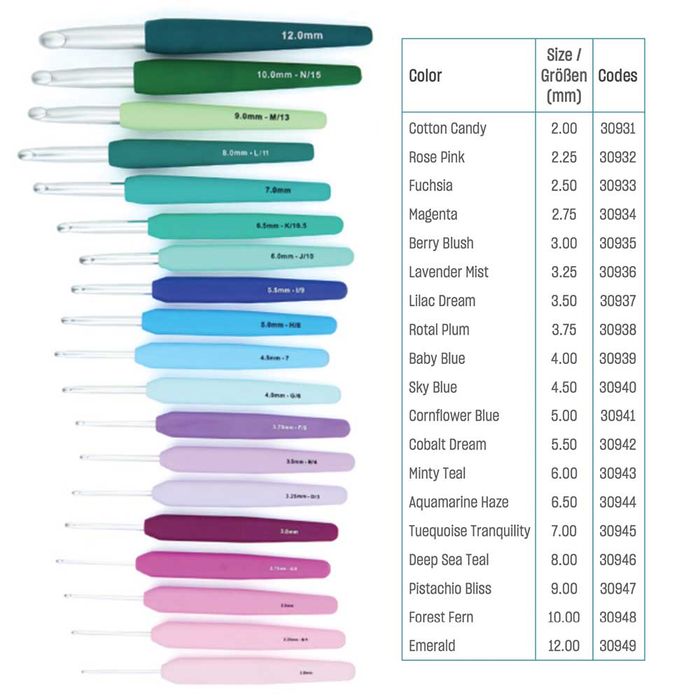 KnitPro Waves 2.0 Softgrip Crochet Hooks 2–12 mm – Ergonomic Comfort 2.00 | Knitting yarn shop / dzijas veikals