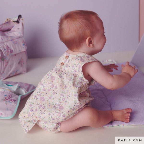 Lilac Flowers Print Cotton Poplin Fabric – 100% Cotton, 140cm Wide, price per 10 cm | Knitting yarn shop / dzijas veikals