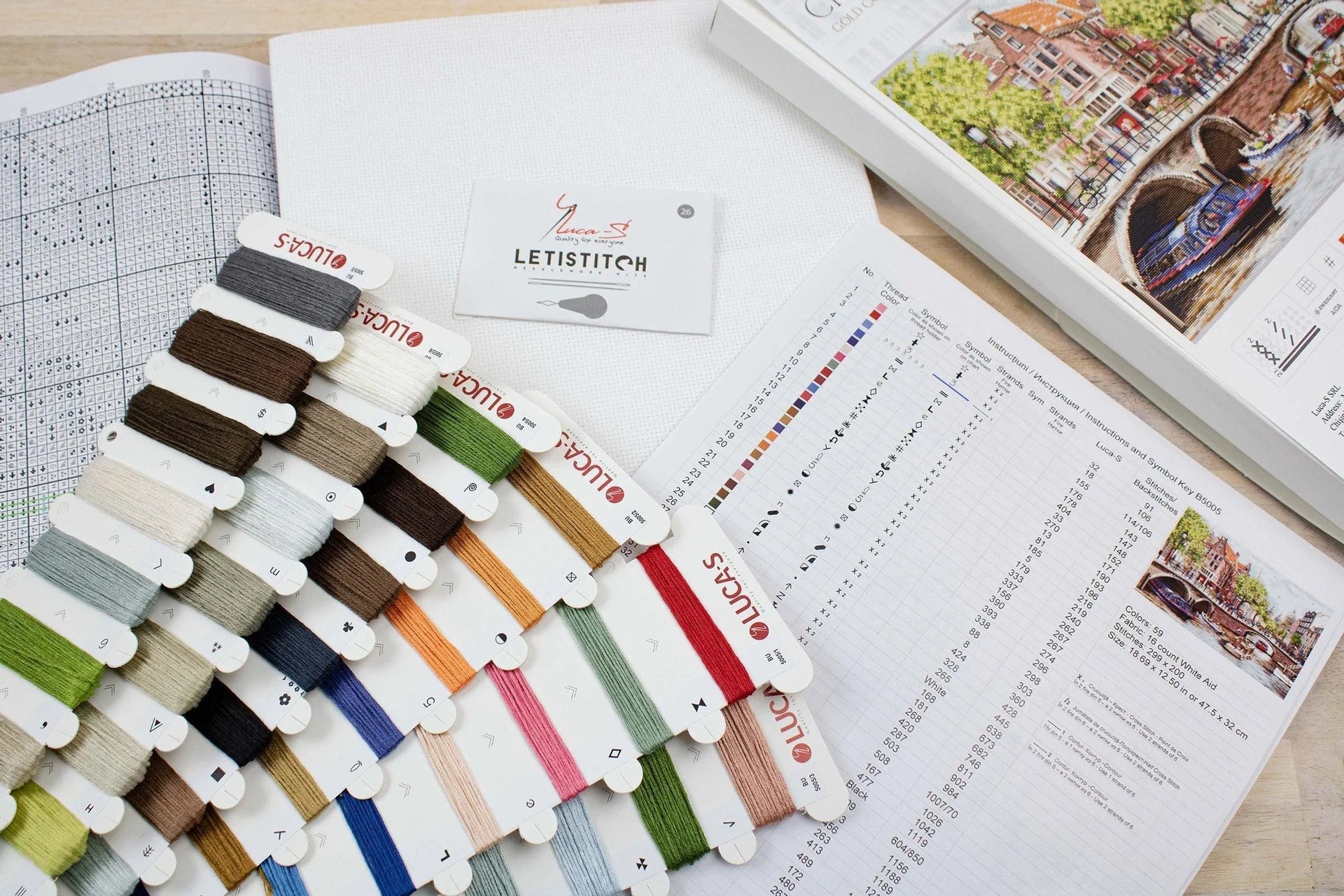 Luca - S Cross Stitch Kit – Amsterdam BU5005, Counted, 16ct AIDA, 42x30cm, 263x190 Stitches, 36 Colors, Includes Threads & Needles, Skill Level 3/5 | Knitting yarn shop / dzijas veikals