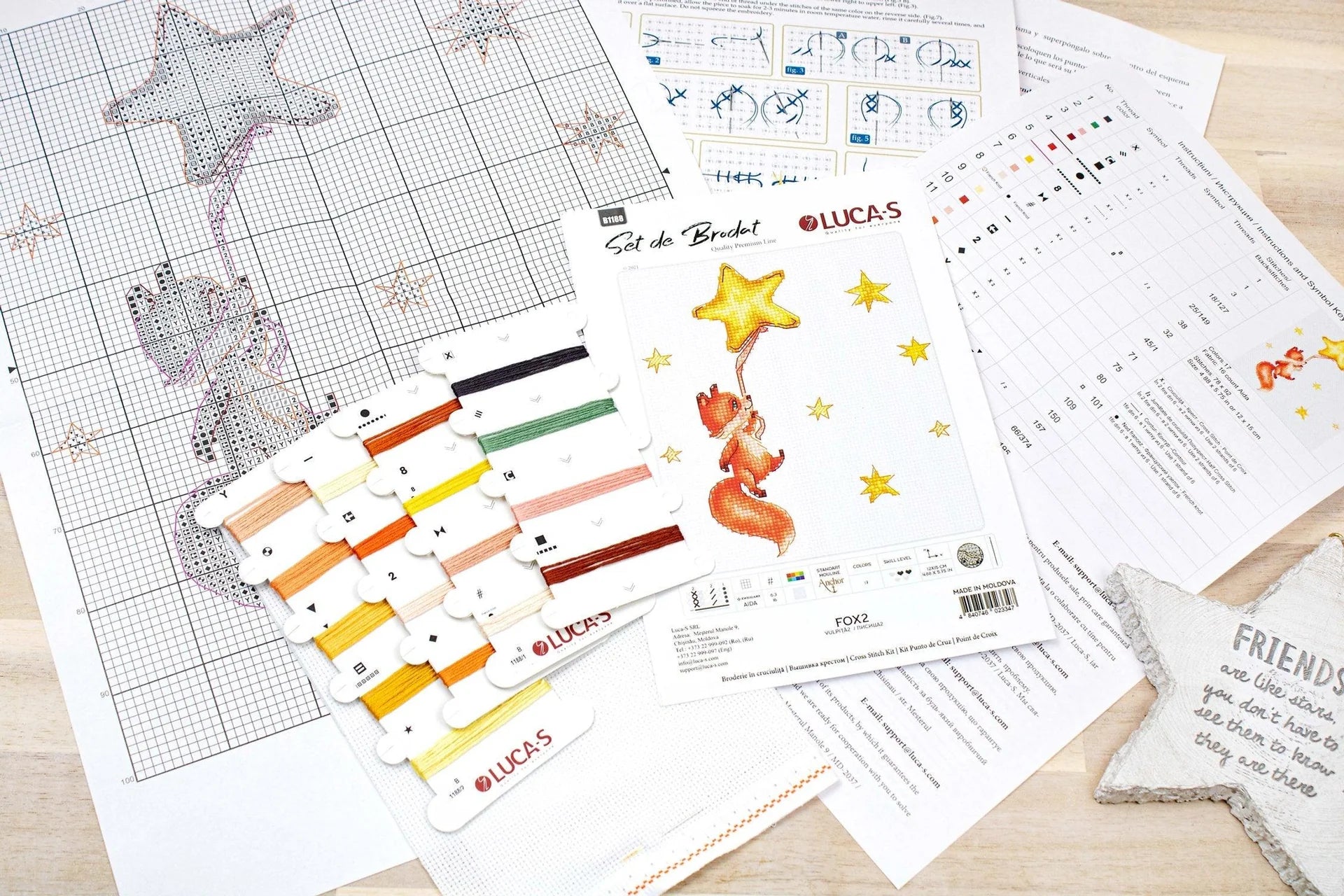 Luca - S Cross Stitch Kit – Fox No.2 B1188, 16ct AIDA, 12x15cm | Knitting yarn shop / dzijas veikals