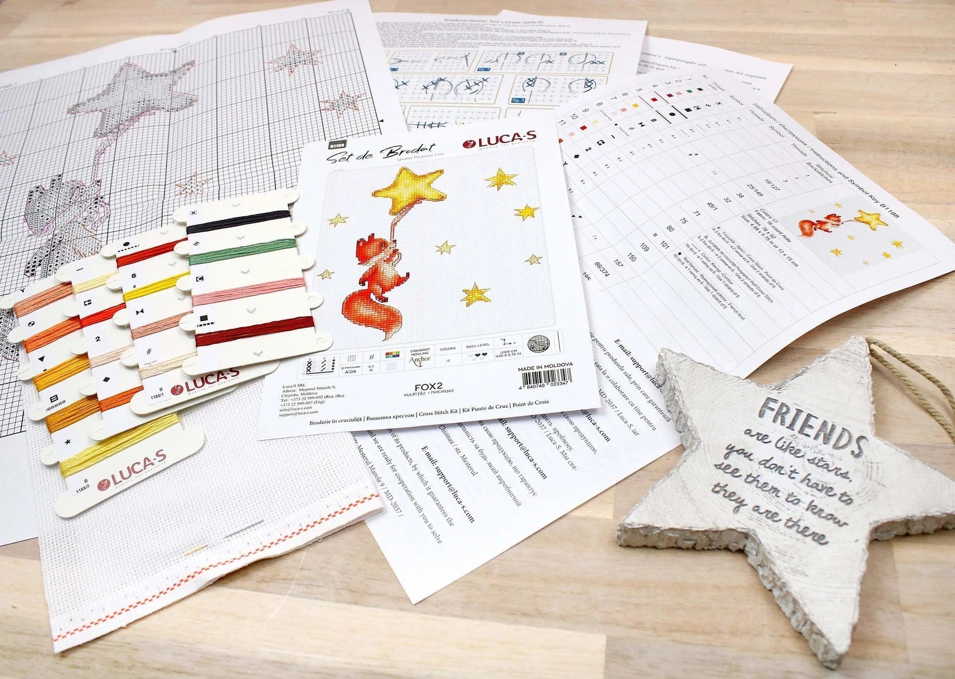 Luca - S Cross Stitch Kit – Fox No.2 B1188, 16ct AIDA, 12x15cm | Knitting yarn shop / dzijas veikals