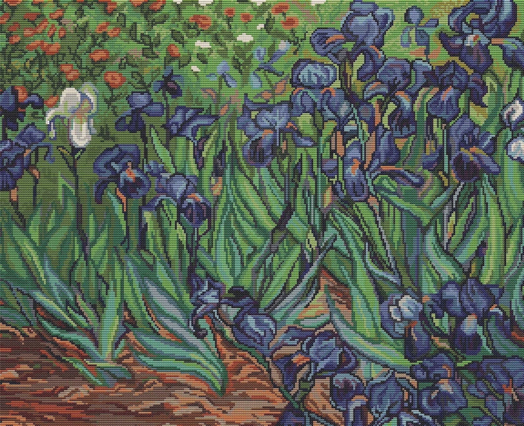 Luca - S Cross Stitch Kit – Irises by Van Gogh B444, 18ct AIDA, 42.5x34cm | Knitting yarn shop / dzijas veikals
