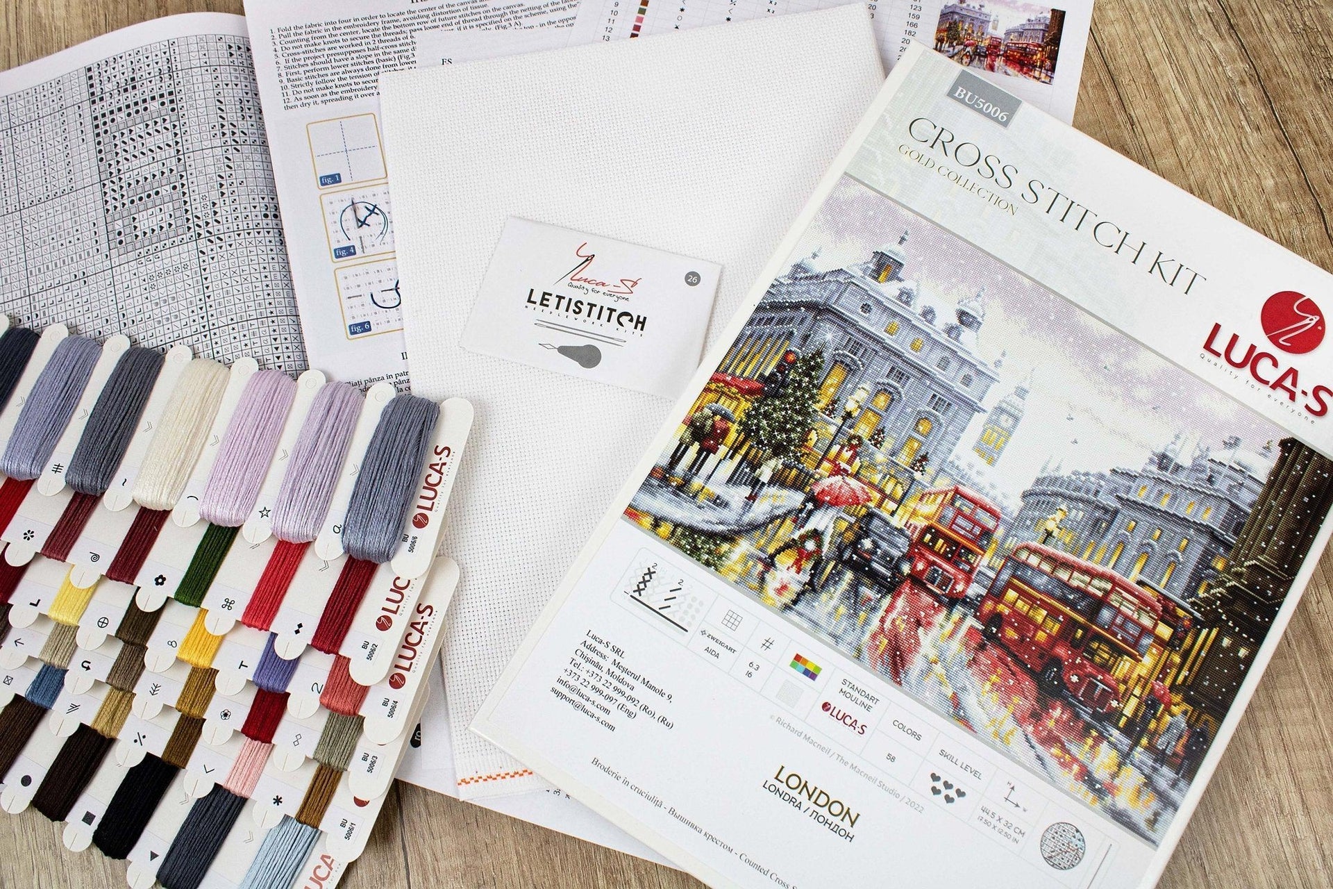 Luca - S Cross Stitch Kit – London BU5006, 16ct AIDA, 44.5x32cm | Knitting yarn shop / dzijas veikals