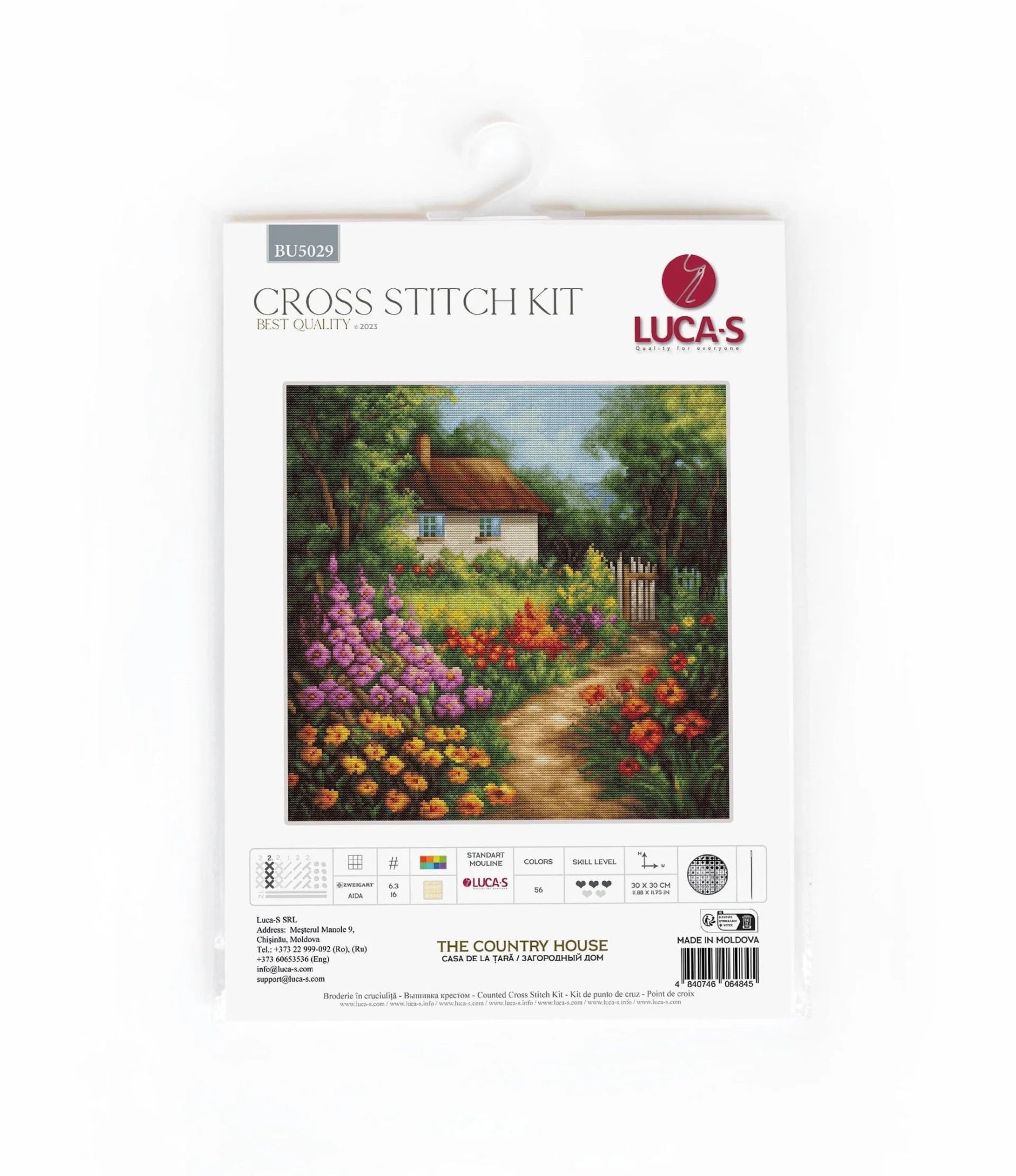 Luca - S Cross Stitch Kit – The Country House BU5029, 16ct AIDA, 30x30cm, 190x188 Stitches, 56 Colors, Includes Cotton Threads, Needle & Guide | Knitting yarn shop / dzijas veikals