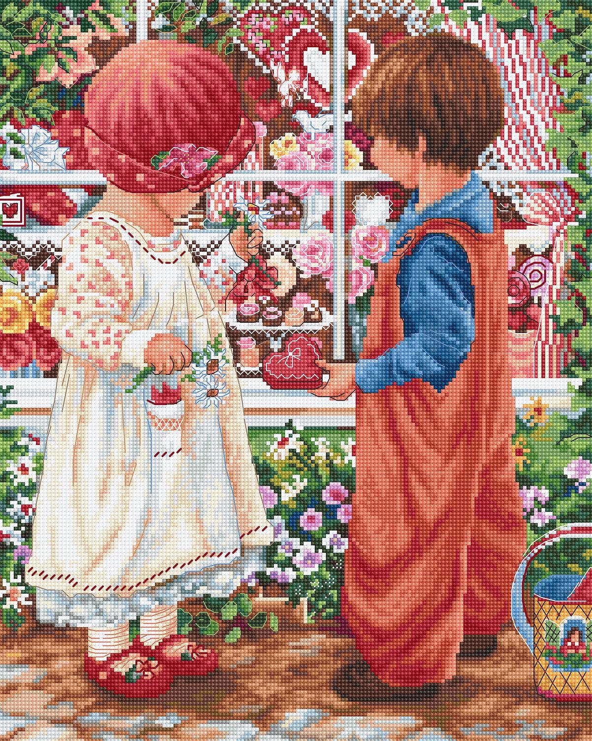 Luca - S Cross Stitch Kit – Valentine's Treasure B2407, 18ct AIDA, 36x31cm | Knitting yarn shop / dzijas veikals