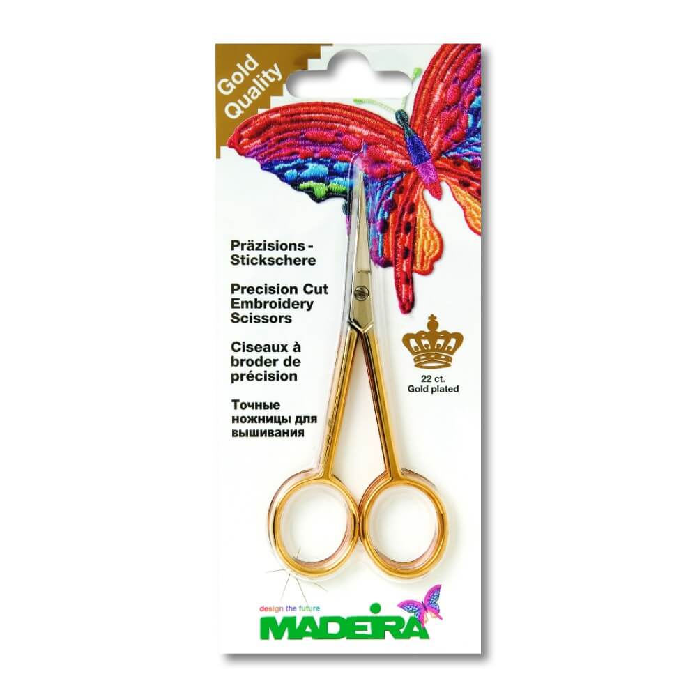 Madeira Embroidery scissors straight gold plated 12cm - 1pc | Knitting yarn shop / dzijas veikals