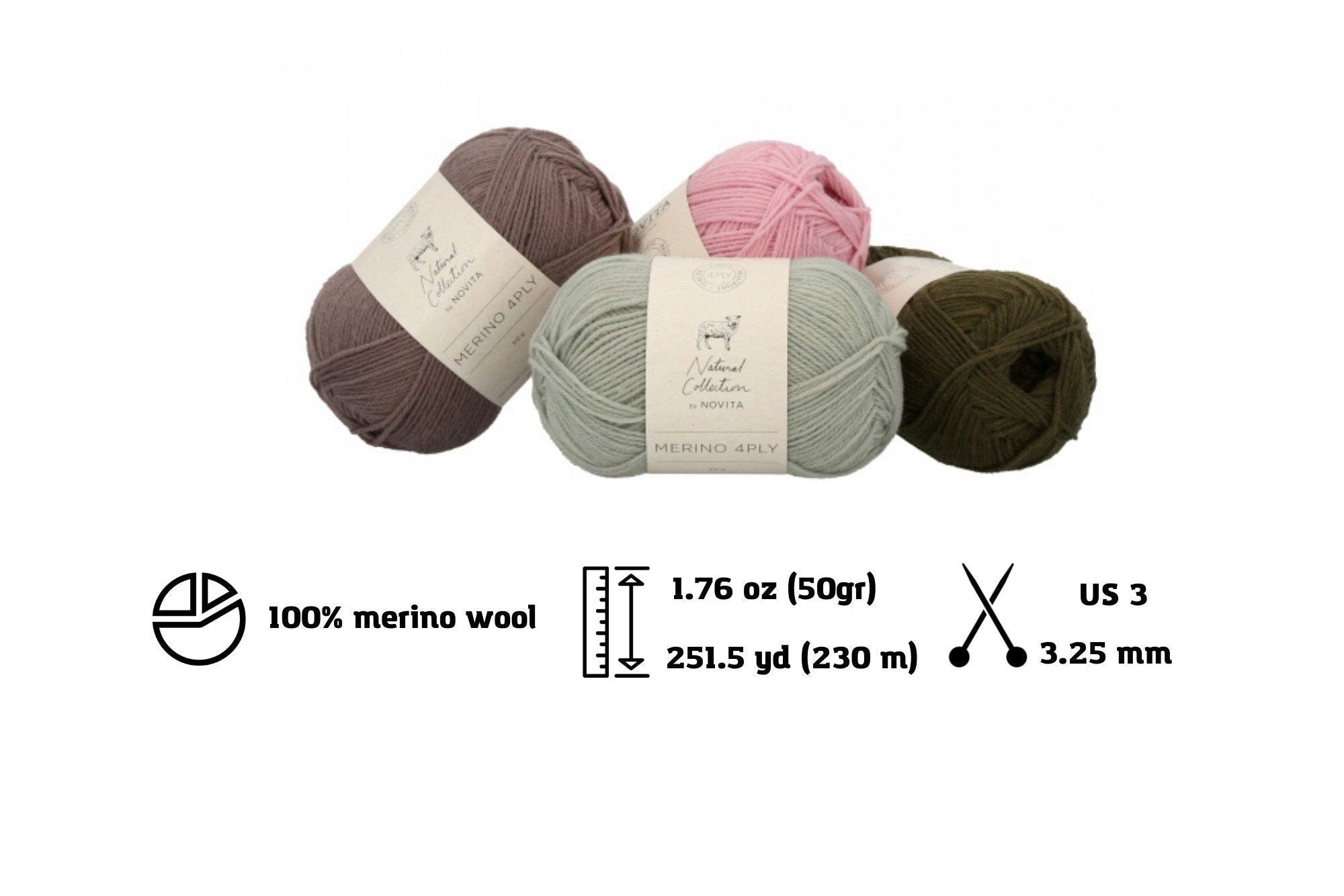 Novita Merino 4ply 305 - cabbage - white - butterfly | Knitting yarn shop / dzijas veikals