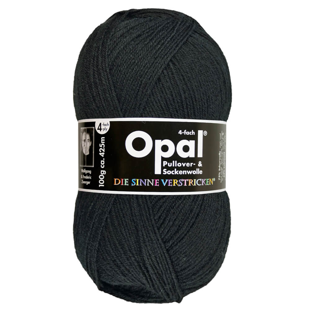 Opal Uni 4 - ply sock yarn, 100g 2619 Tiefschwarz | Knitting yarn shop / dzijas veikals