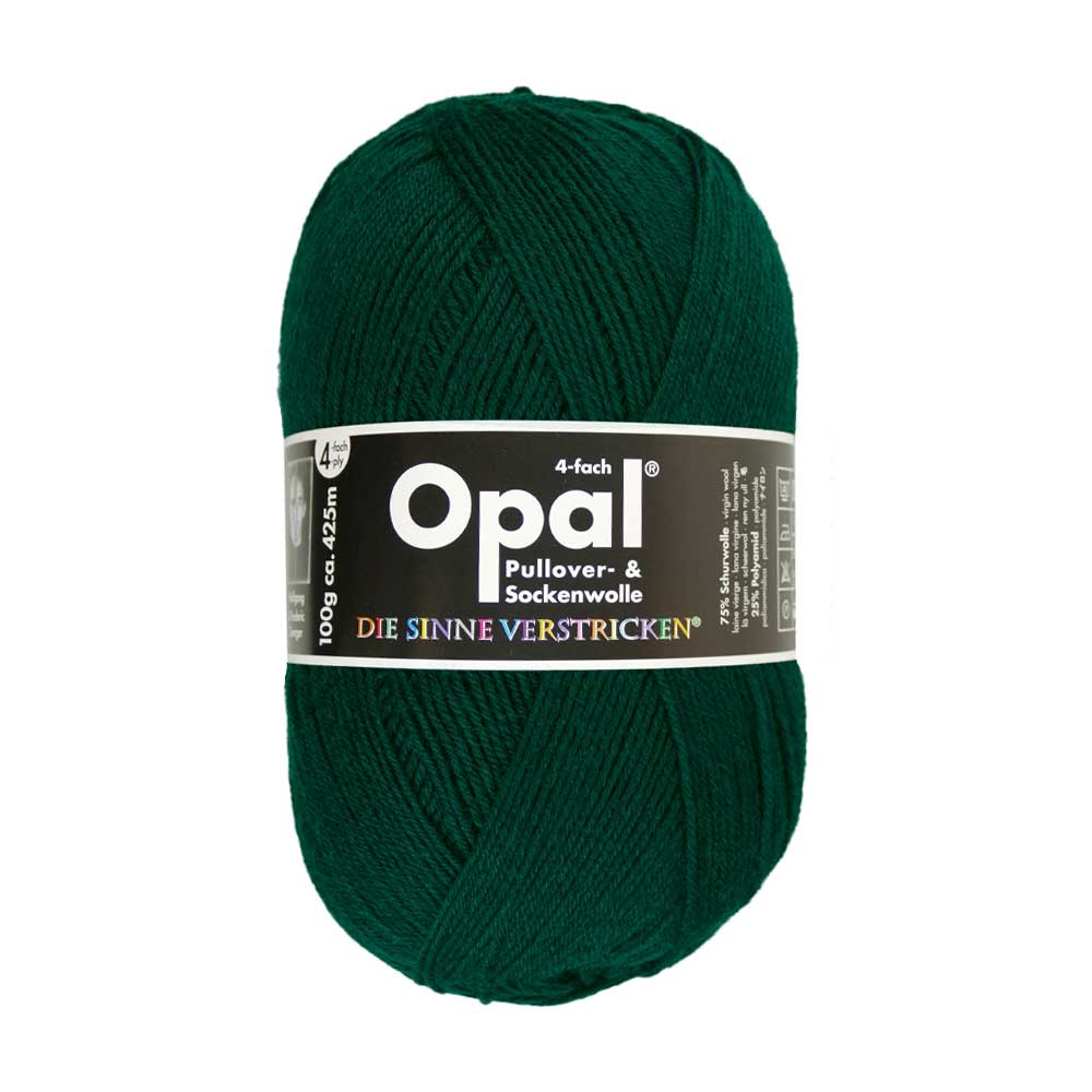 Opal Uni 4 - ply sock yarn, 100g 9933 Forest green | Knitting yarn shop / dzijas veikals