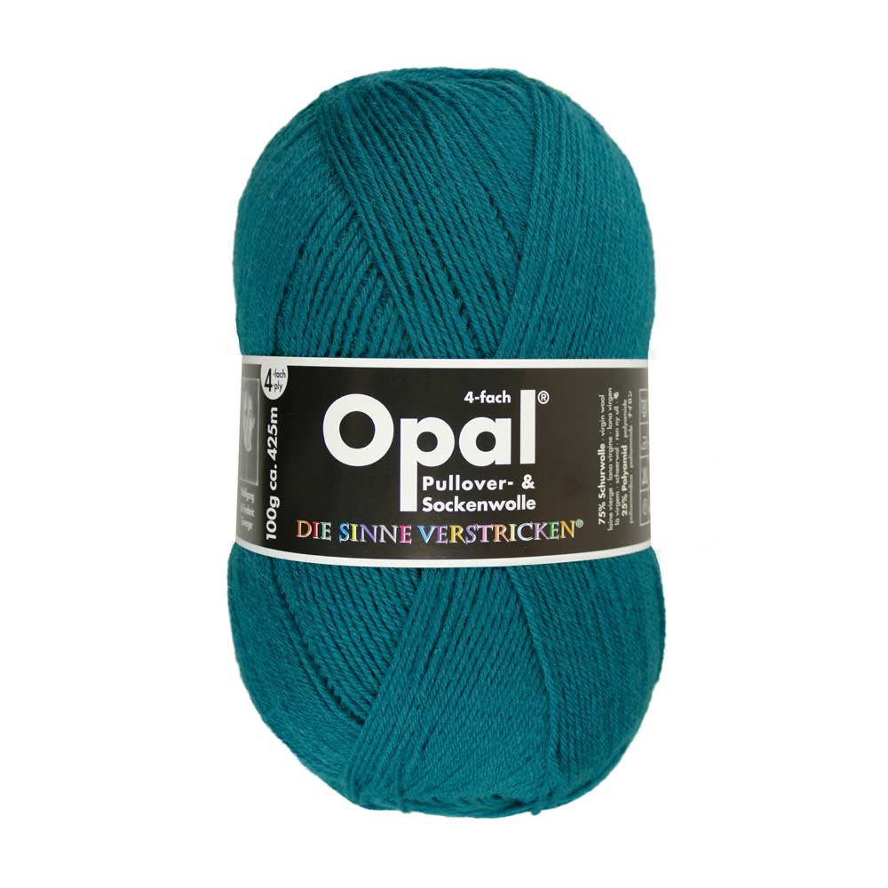 Opal Uni 4 - ply sock yarn, 100g 9934 Blue green | Knitting yarn shop / dzijas veikals