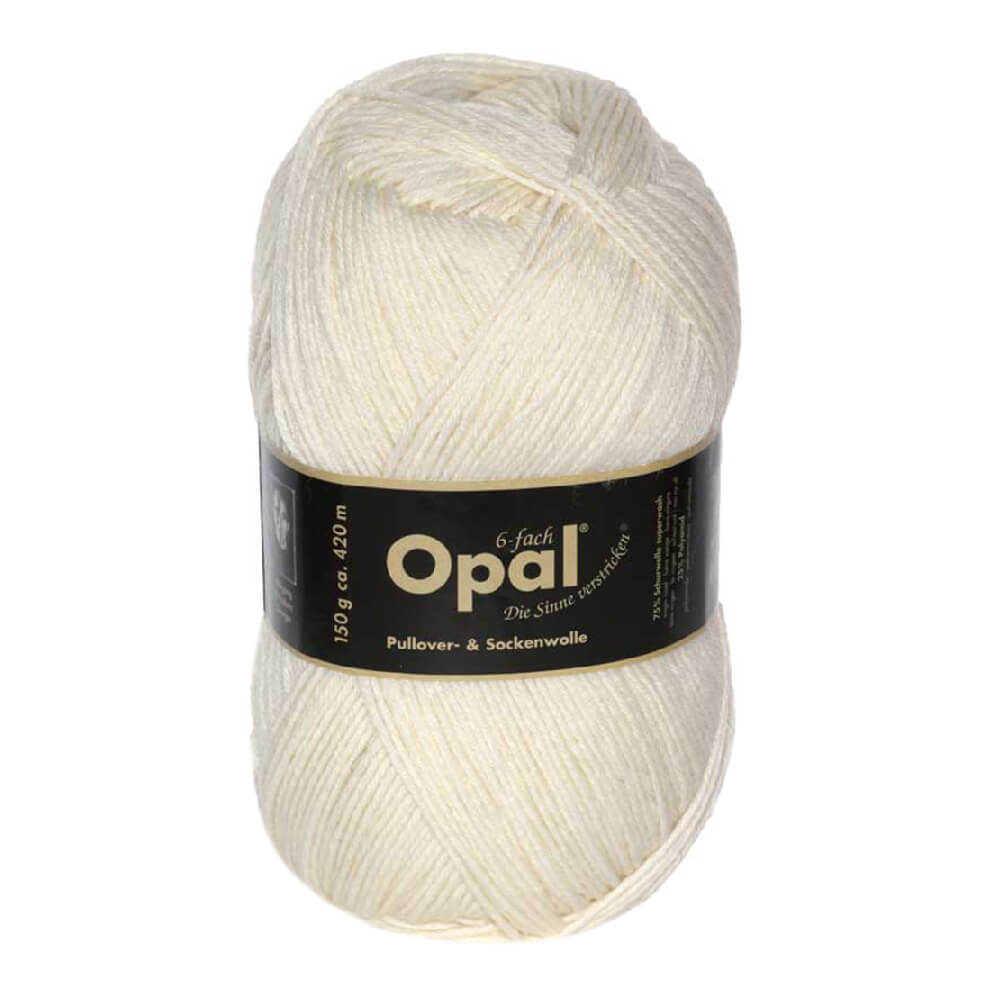 Opal Uni 6 - ply sock yarn, 150g 5300 Creamy white | Knitting yarn shop / dzijas veikals