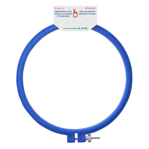Pony Embroidery hoop plastic blue 15cm | Knitting yarn shop / dzijas veikals
